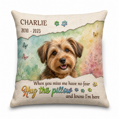 Personalized Pet Memorial Photo Pillow - Dog Remembrance Keepsake Sympathy Gift - Image 1
