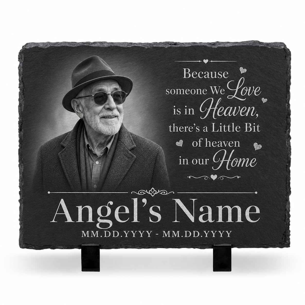 Personalized Memorial Slate Stone Plaque with Photo – Custom Sympathy Gift for Loved One - Image 1