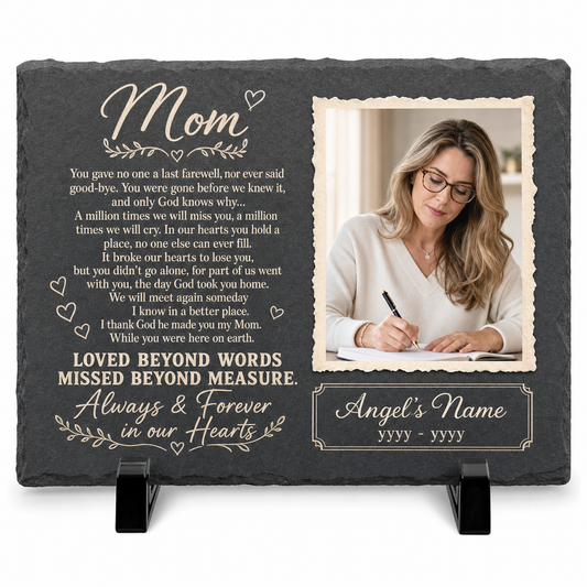 Personalized Mom Memorial Garden Stone – Rectangle Slate Gift for Loss of Mother - Image 1