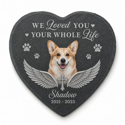 Personalized Pet Memorial Heart Shaped Garden Stone with Photo – Dog Loss Gift - Image 1