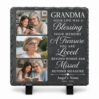 Personalized Grandma Memorial Photo Slate Stone, In Memory Of Grandmother Gift - Image 1