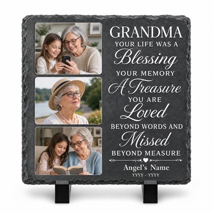 Personalized Grandma Memorial Photo Slate Stone, In Memory Of Grandmother Gift - Image 1