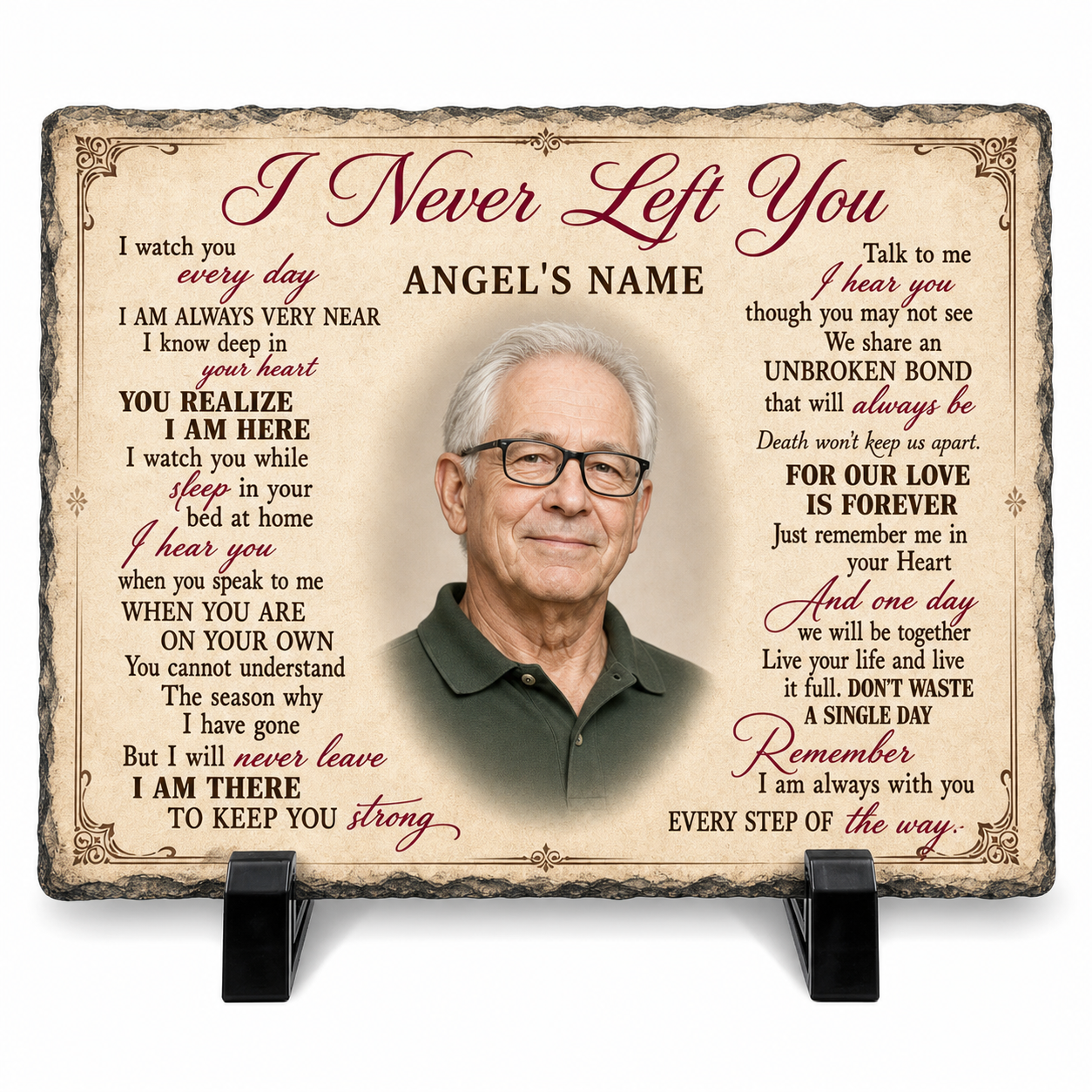 Personalized Memorial Photo Slate – I Never Left You Stone Gift for Loss of Loved One - Image 1