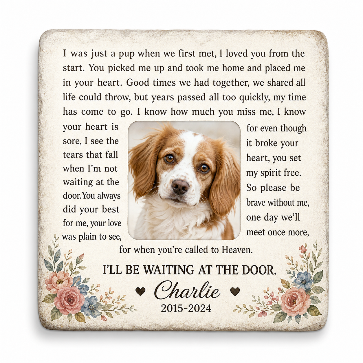 Personalized Dog Memorial Garden Stone – I Will Be Waiting at the Door Gift - Image 1