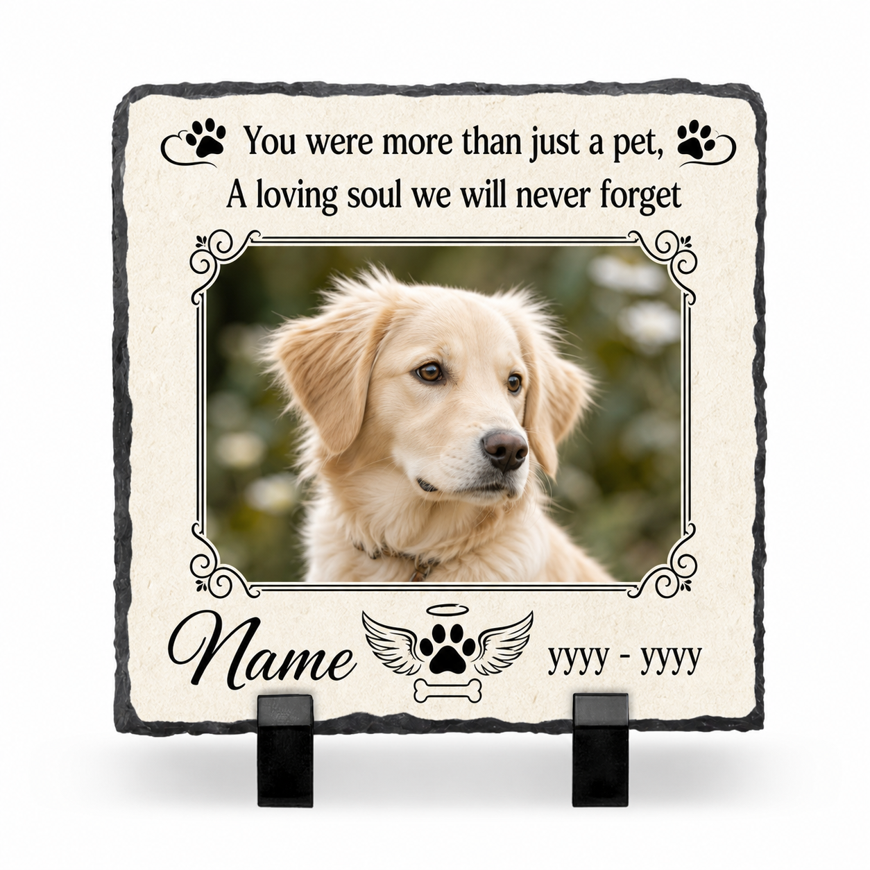 Personalized Pet Memorial Garden Stone – Custom Photo Slate Dog Loss Keepsake - Image 1