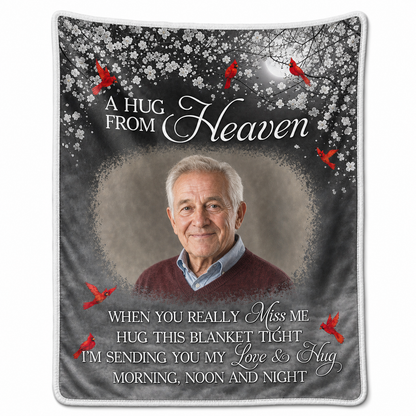 Personalized A Hug From Heaven Memorial Fleece Blanket - Sympathy Gift for Loss of Loved One - Image 1