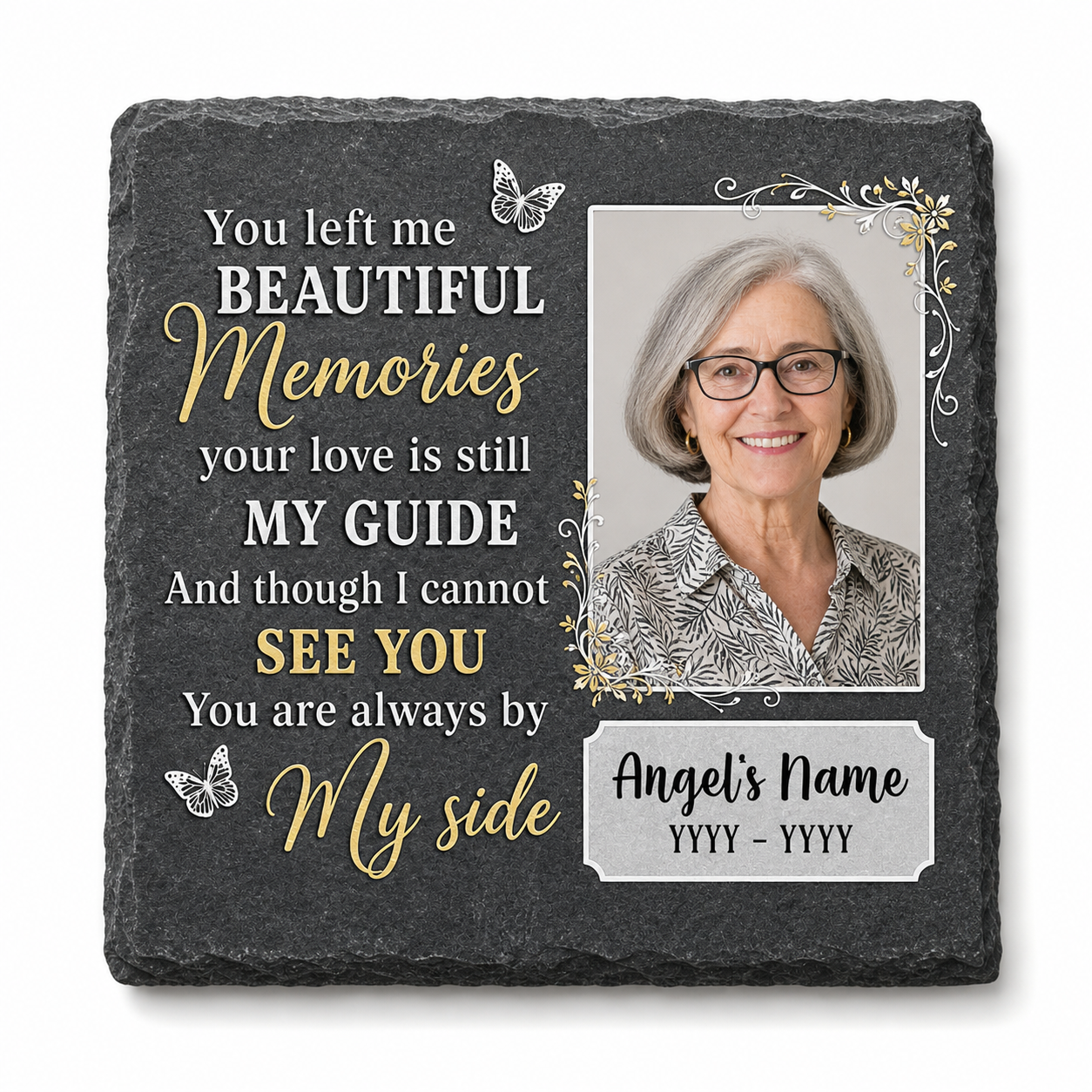 Personalized Memorial Photo Garden Stone for Loss of Mother, Sympathy Gift - Image 1