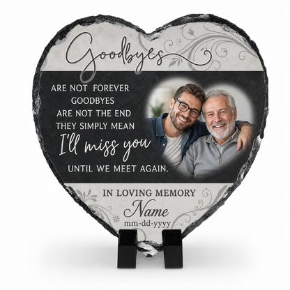 Personalized Heart-Shaped Memorial Slate with Photo – In Loving Memory Gift - Image 1