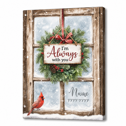 Personalized Cardinal Memorial Canvas Wall Art – Christmas Remembrance Sympathy Gift - Image 1