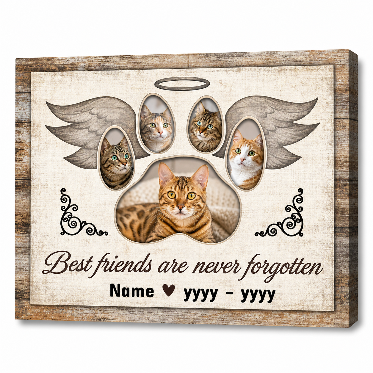 Personalized Cat Memorial Photo Collage Canvas Wall Art – Custom Pet Loss Gift - Image 1