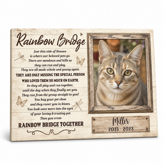 Personalized Cat Memorial Canvas Wall Art - Rainbow Bridge Pet Loss Remembrance Gift - Image 1
