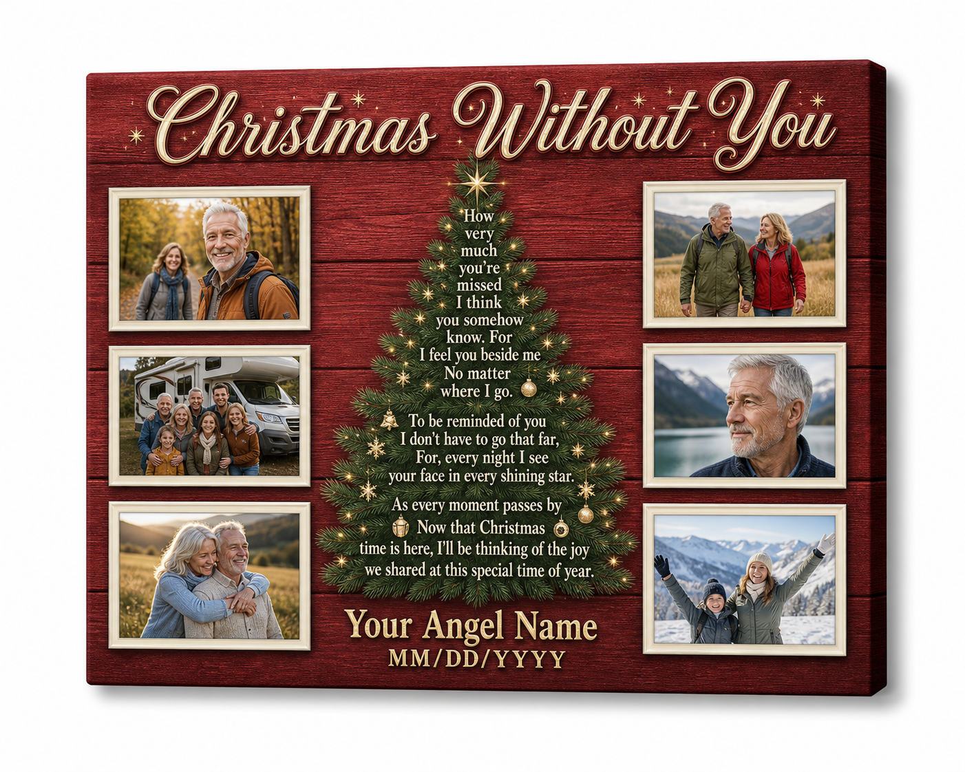 Personalized Christmas Memorial Photo Canvas – Christmas Without You Gift - Image 1
