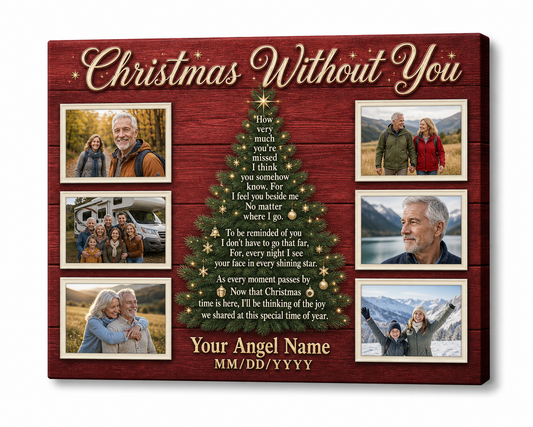 Personalized Christmas Memorial Photo Canvas – Christmas Without You Gift - Image 1