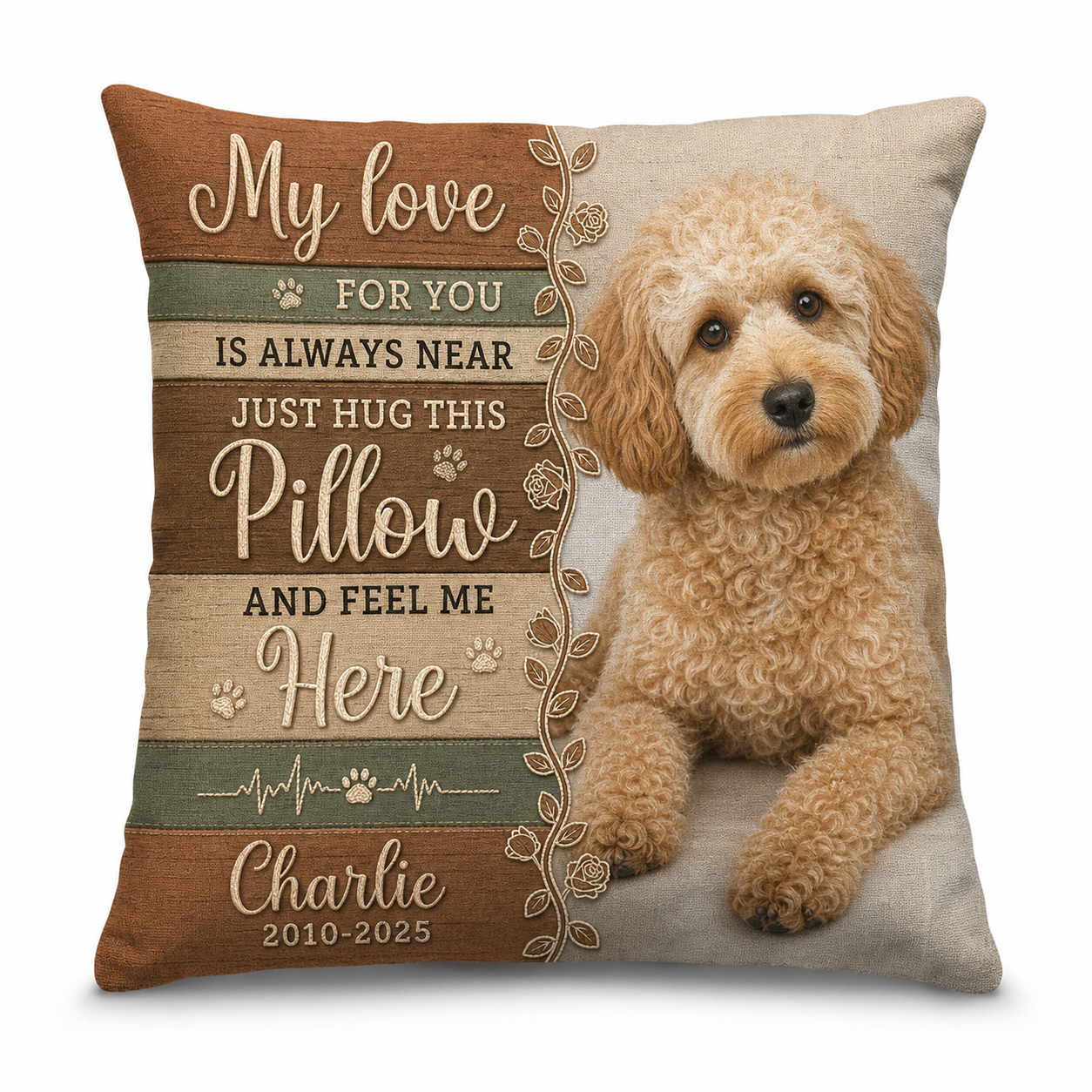 Personalized Pet Memorial Pillow Custom Photo Dog Loss Remembrance Sympathy Gift - Image 1