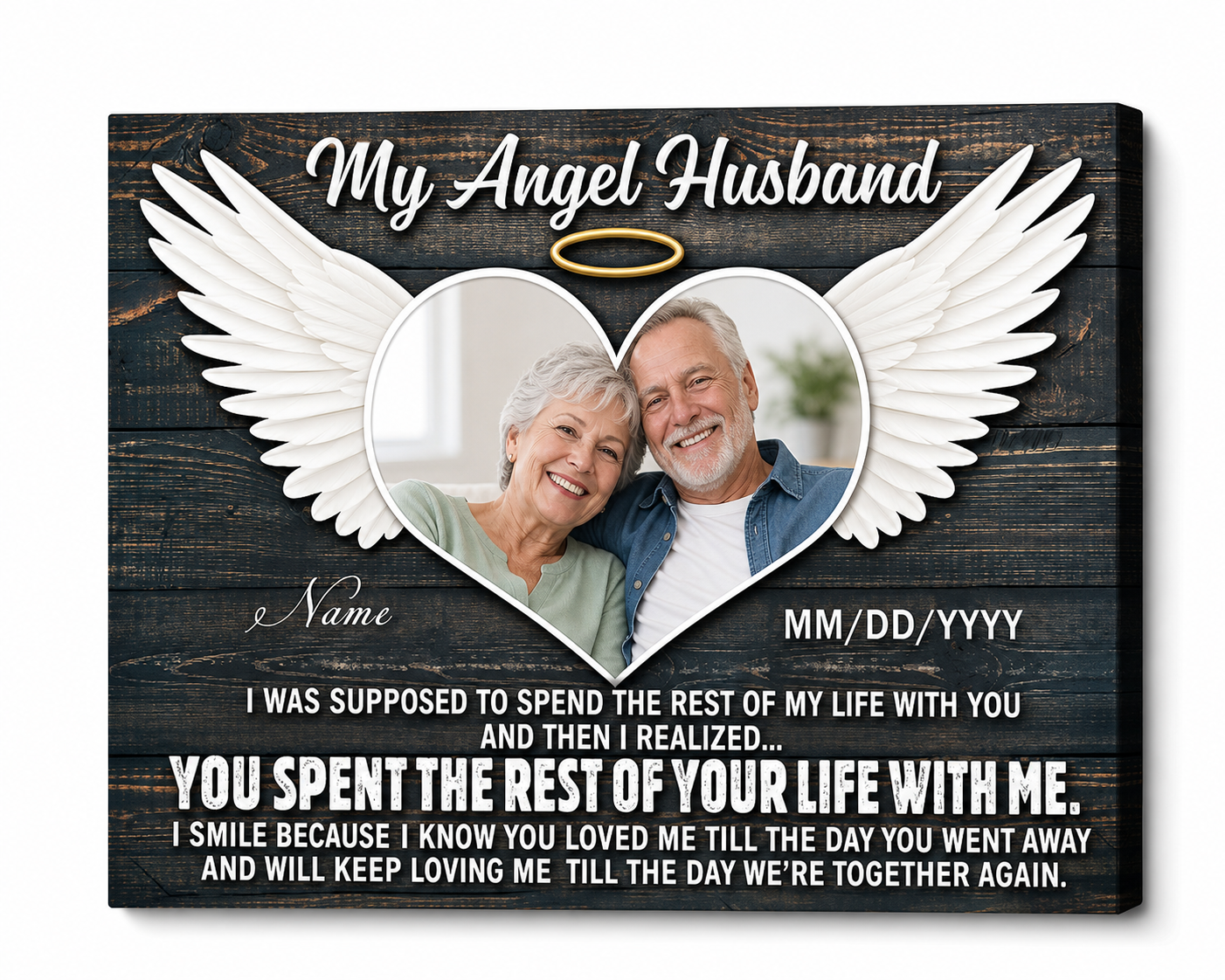 Personalized My Angel Husband Memorial Wall Canvas Gift for Loss of Husband Remembrance - Image 1
