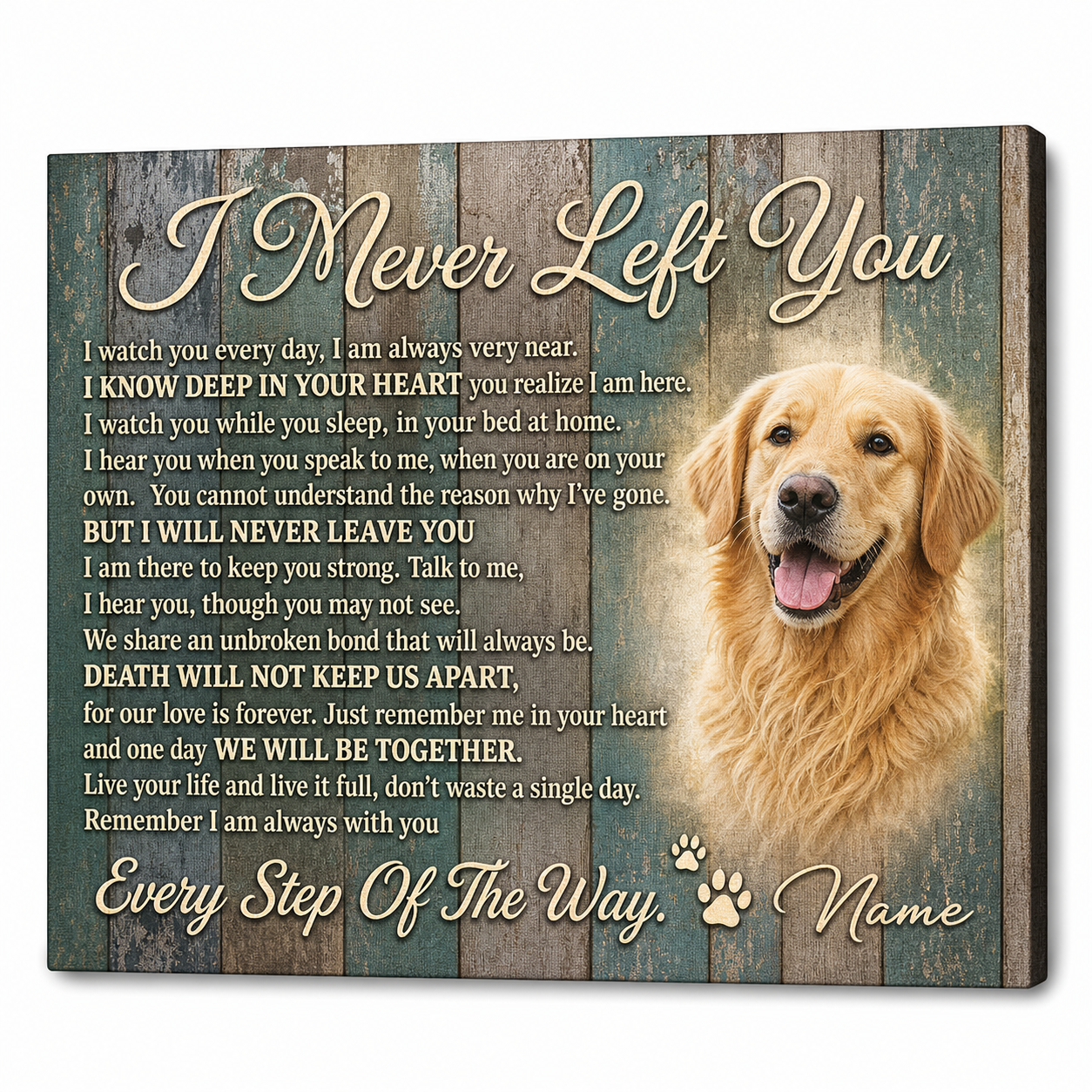 Personalized Dog Memorial Photo Canvas Wall Art, Pet Loss Sympathy Gift, I Never Left You - Image 1