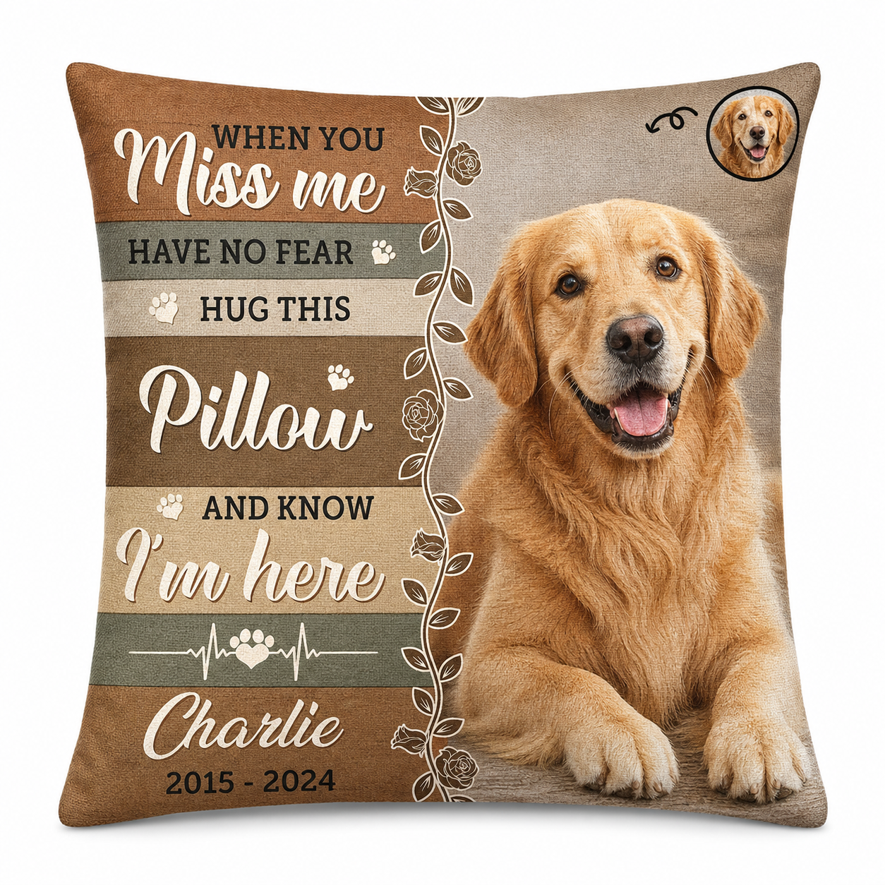 Personalized Pet Memorial Pillow Custom Photo Dog Cat When You Miss Me Loss Keepsake - Image 1