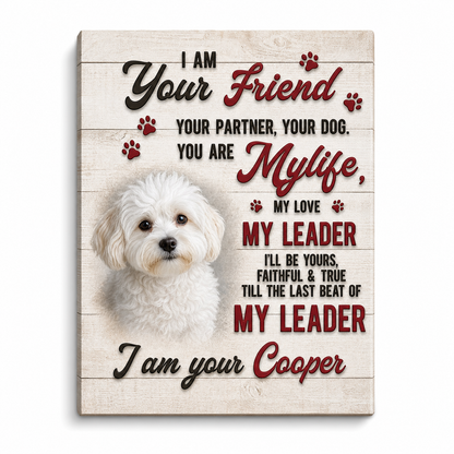 Personalized Dog Portrait Wall Canvas Custom Pet Name Gift for Dog Lovers - Image 1