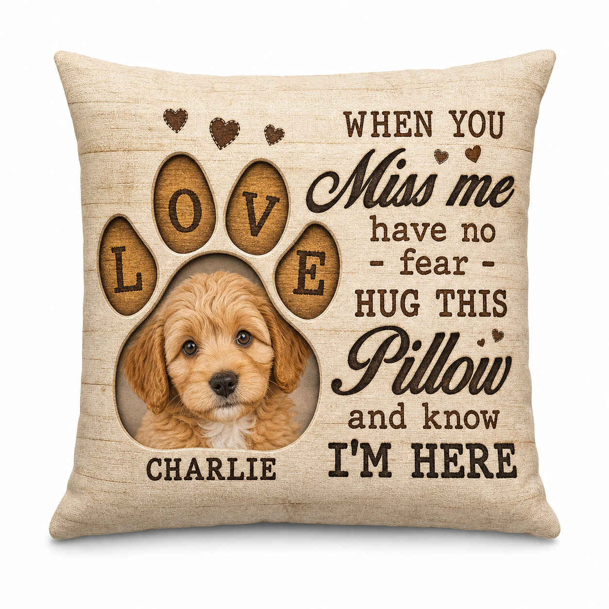 Personalized Pet Memorial Photo Pillow, Hug This Pillow And Know I'm Here, Dog Loss Sympathy Gift - Image 1
