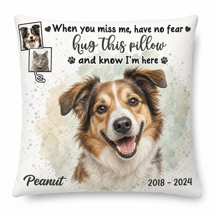 Personalized Pet Memorial Photo Pillow for Dog & Cat Loss - Hug This Pillow Sympathy Gift - Image 1