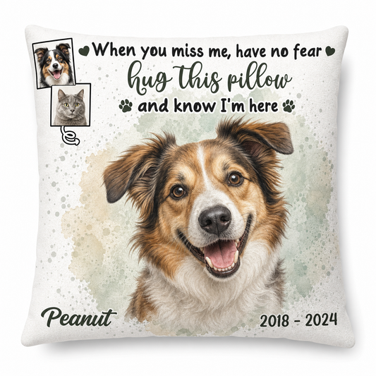 Personalized Pet Memorial Photo Pillow for Dog & Cat Loss - Hug This Pillow Sympathy Gift - Image 1