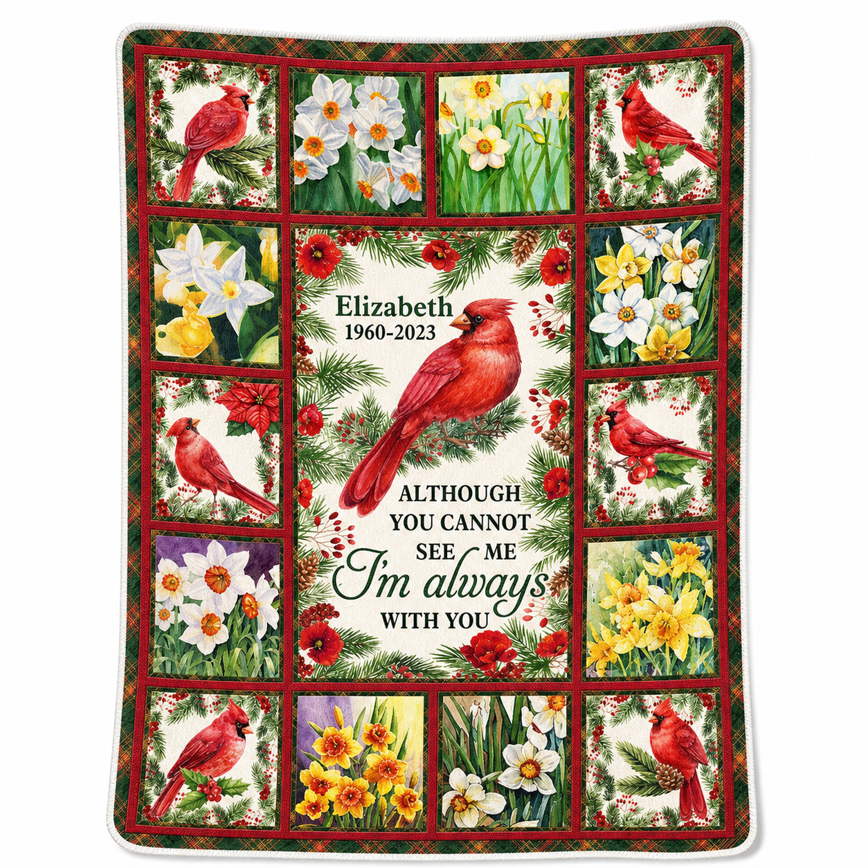 Personalized Cardinal Memorial Fleece Blanket - Sympathy Gift for Loss of a Loved One - Image 1
