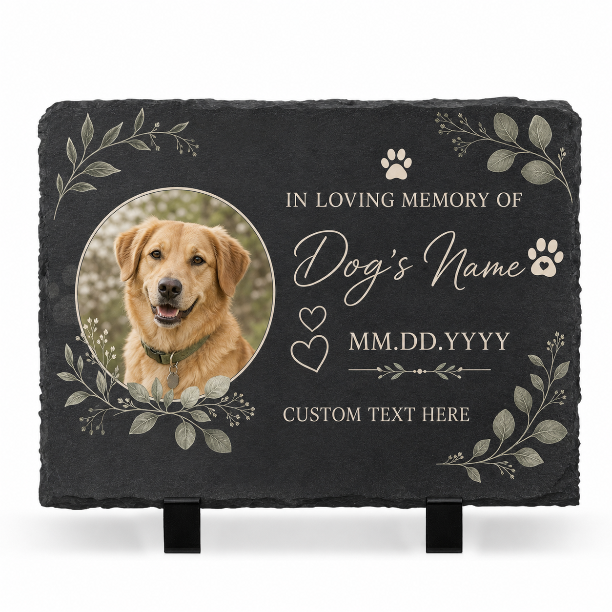 Personalized Pet Memorial Slate Plaque with Photo, Dog Remembrance Garden Stone - Image 1