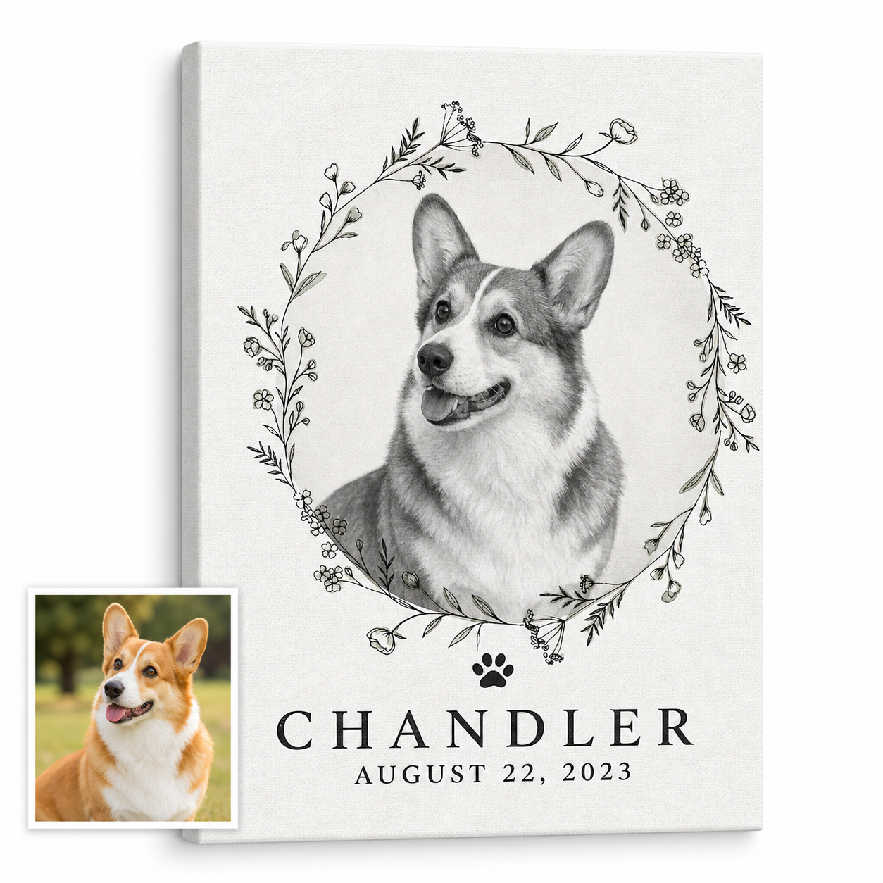 Personalized Pet Memorial Portrait Canvas Print - Custom Dog Loss Gift Wall Art - Image 1