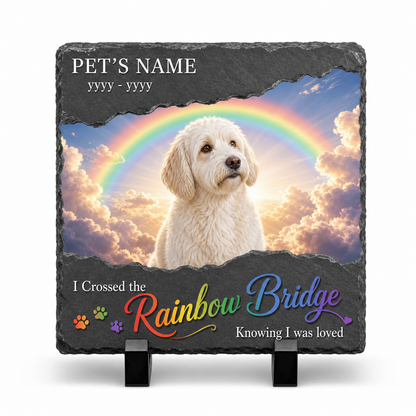 Personalized Rainbow Bridge Dog Memorial Slate Stone – Pet Loss Sympathy Gift - Image 1