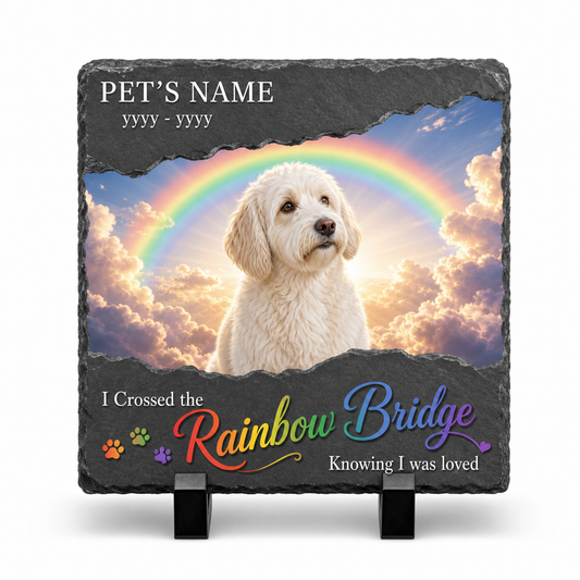 Personalized Rainbow Bridge Dog Memorial Slate Stone – Pet Loss Sympathy Gift - Image 1
