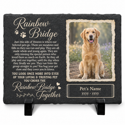 Personalized Rainbow Bridge Dog Memorial Slate Stone – Sympathy Gift for Pet Loss - Image 1