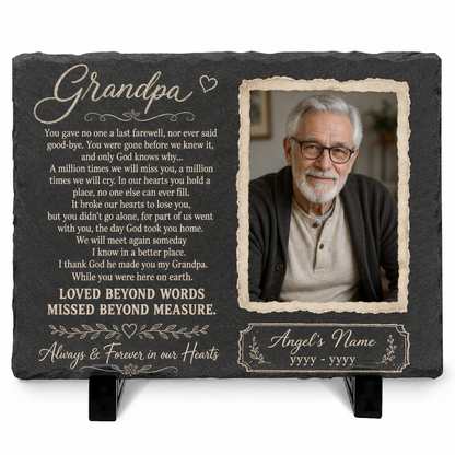 Personalized Grandpa Memorial Garden Stone – Slate Plaque for Loss of Grandfather - Image 1