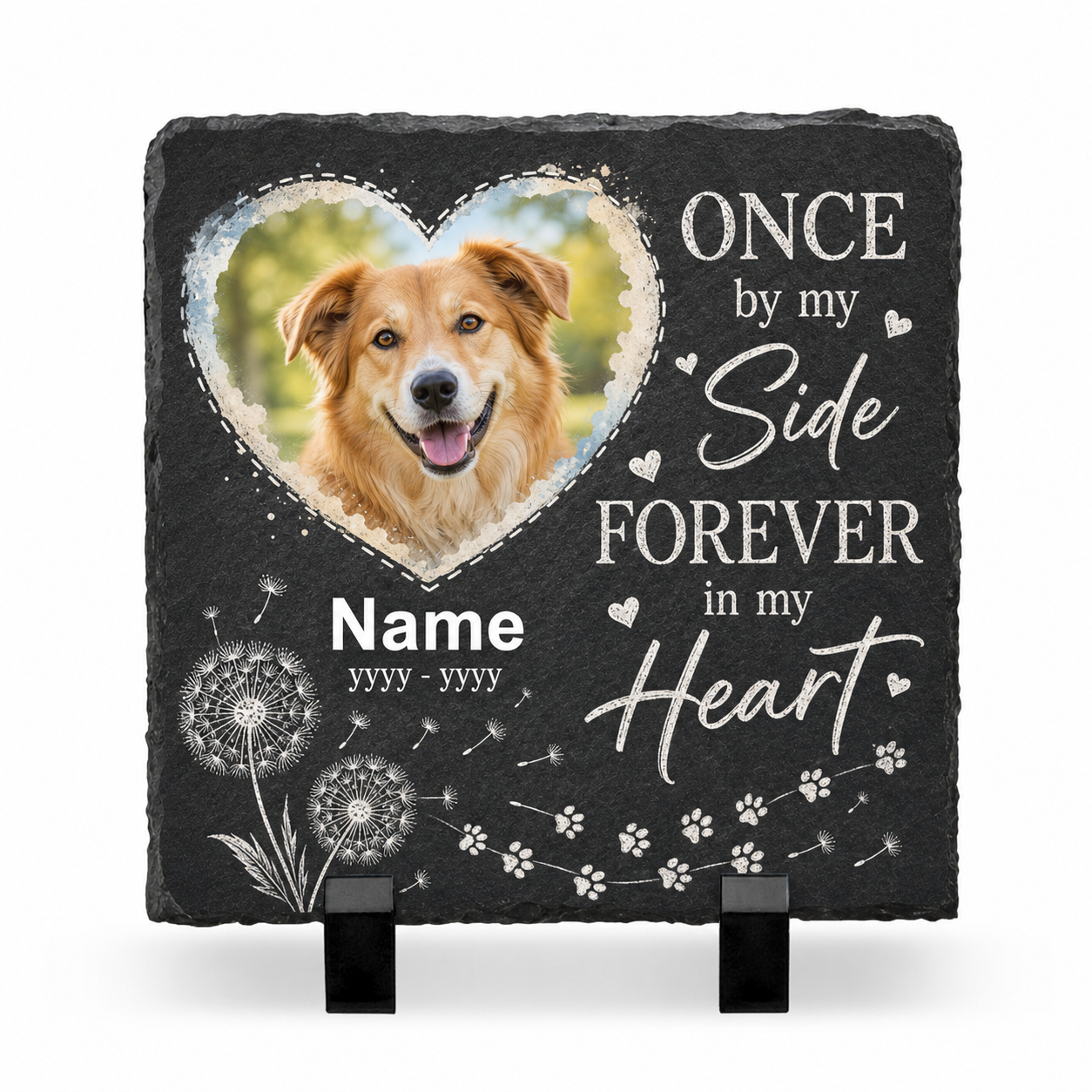 Personalized Dog Memorial Photo Rock Slate Garden Stone – Pet Loss Gift - Image 1