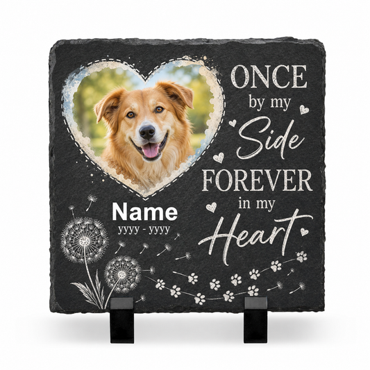 Personalized Dog Memorial Photo Rock Slate Garden Stone – Pet Loss Gift - Image 1