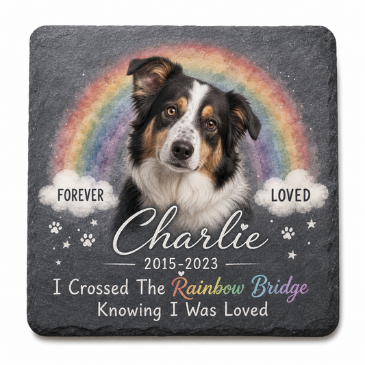Personalized Dog Memorial Garden Stone – Rainbow Bridge Pet Loss Sympathy Gift - Image 1