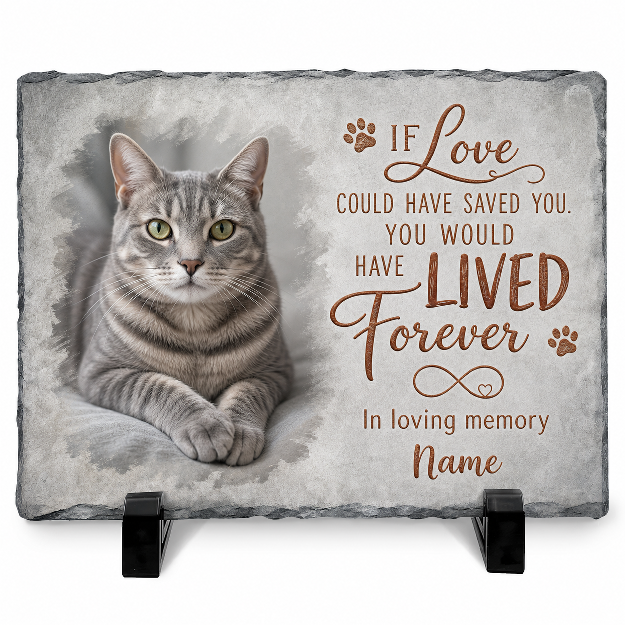Personalized Cat Memorial Slate Plaque – Pet Loss Sympathy Garden Stone Gift - Image 1