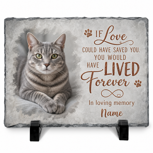 Personalized Cat Memorial Slate Plaque – Pet Loss Sympathy Garden Stone Gift - Image 1