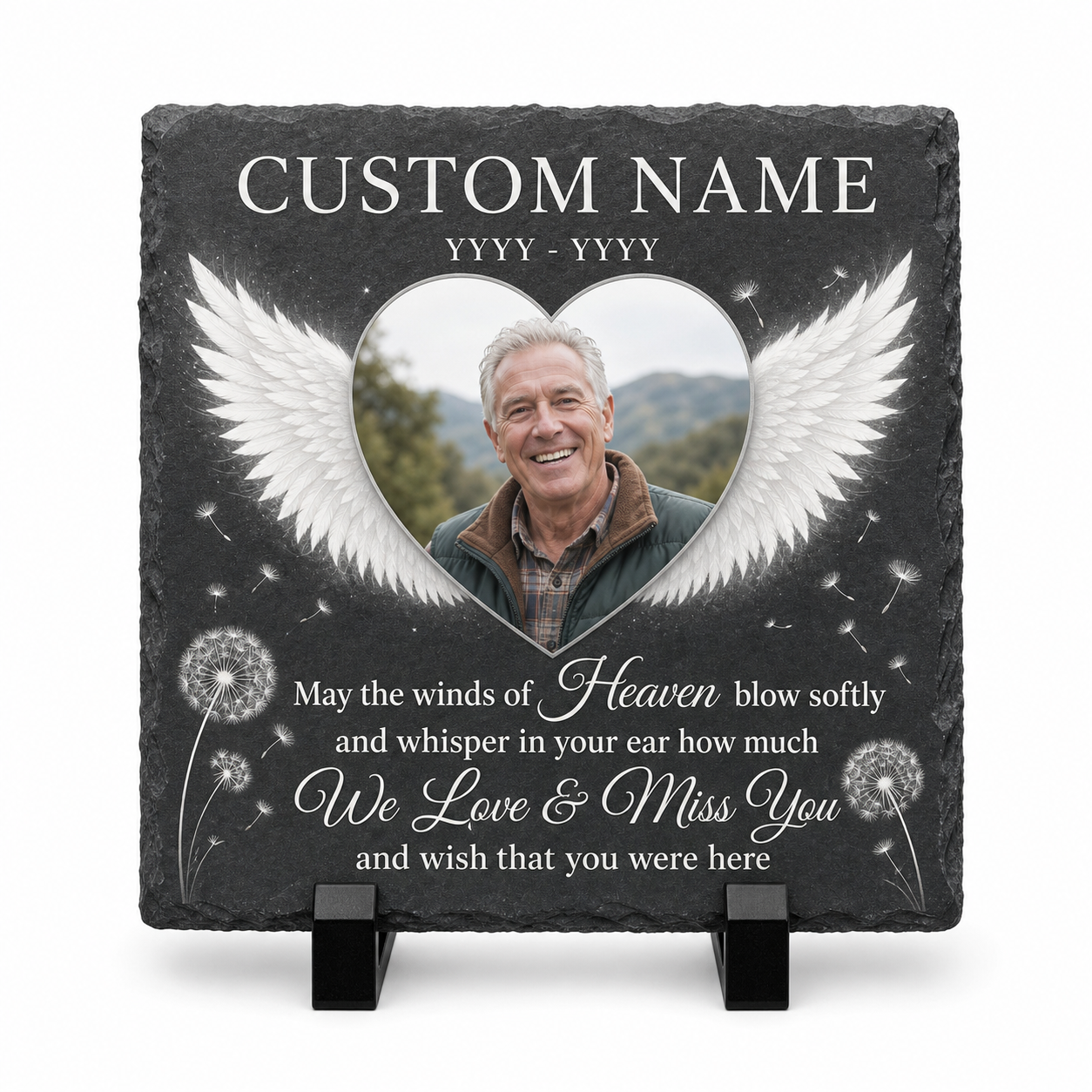 Personalized Memorial Garden Stone Slate Plaque with Photo – Gift for Loss of Loved One - Image 1