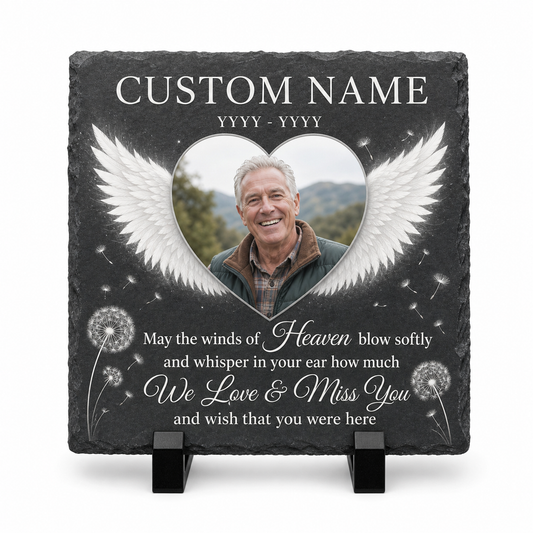 Personalized Memorial Garden Stone Slate Plaque with Photo – Gift for Loss of Loved One - Image 1