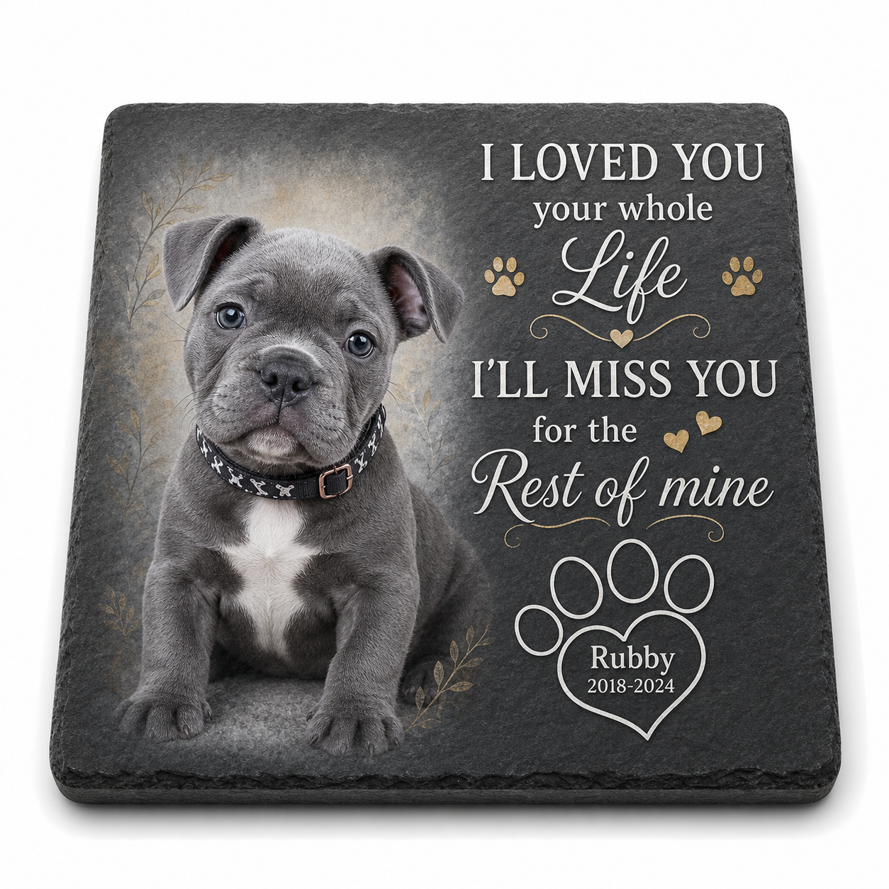 Personalized Pet Memorial Garden Stone – Custom Dog Photo Plaque for Pet Loss - Image 1