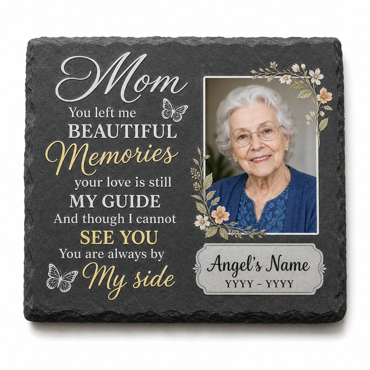 Personalized Mom Memorial Garden Stone with Photo, Sympathy Gift Loss of Mother - Image 1