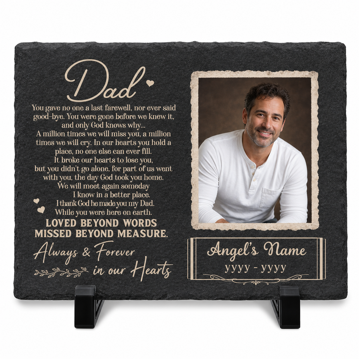 Personalized Dad Memorial Garden Stone – Rectangle Slate Gift for Loss of Father - Image 1