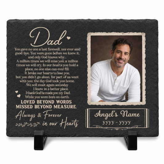 Personalized Dad Memorial Garden Stone – Rectangle Slate Gift for Loss of Father - Image 1