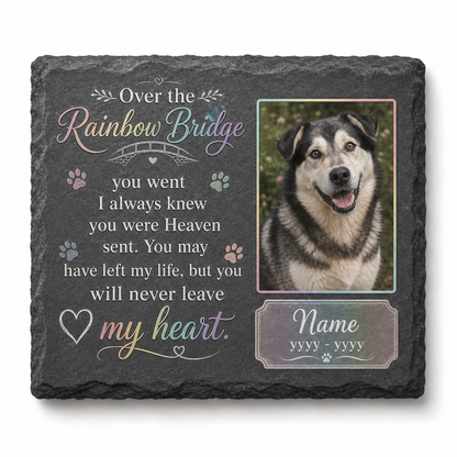 Personalized Rainbow Bridge Dog Memorial Garden Stone, Pet Loss Remembrance Gift - Image 1