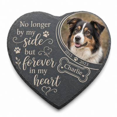 Personalized Heart-Shaped Pet Memorial Garden Stone with Photo for Dog Loss - Image 1 | VNMGSREPR1-6IN-EHIEU_AI_0419 VNMGSREPR1-8IN-EHIEU_AI_0419