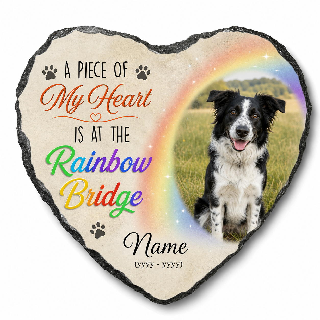 Personalized Rainbow Bridge Dog Memorial Garden Stone Custom Photo Pet Loss Gift - Image 1