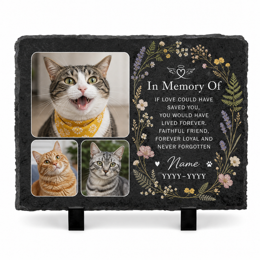 Personalized Cat Memorial Garden Stone Custom Photo Slate Pet Sympathy Gift - Image 1