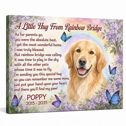 Personalized Pet Memorial Canvas Wall Art - Custom Dog Photo Rainbow Bridge Sympathy Gift - Image 1
