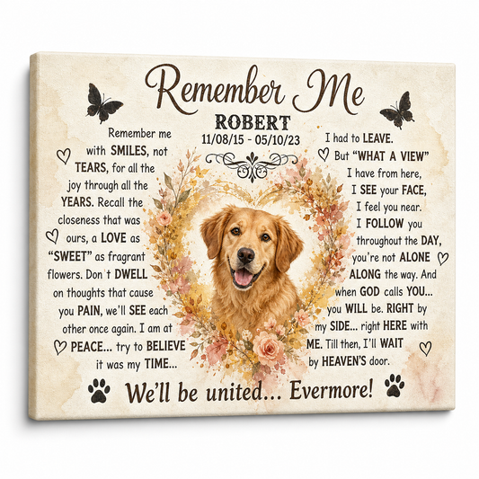 Personalized Dog Memorial Canvas Wall Art - Custom Pet Photo Print with Name & Dates - Image 1