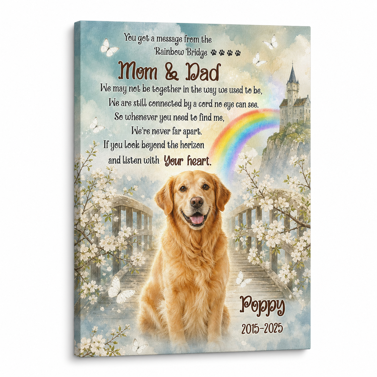 Personalized Pet Memorial Canvas Wall Art - Dog Loss Rainbow Bridge Sympathy Gift - Image 1